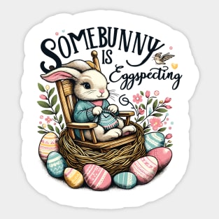 Somebunny Is Eggspecting Cute Pregnancy Reveal Design Sticker